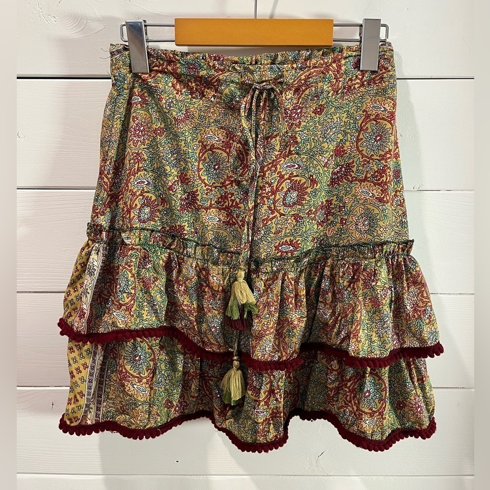 ANISA – Silk• Multicolor Ruffle Skirt M/L - Picture 9 of 10